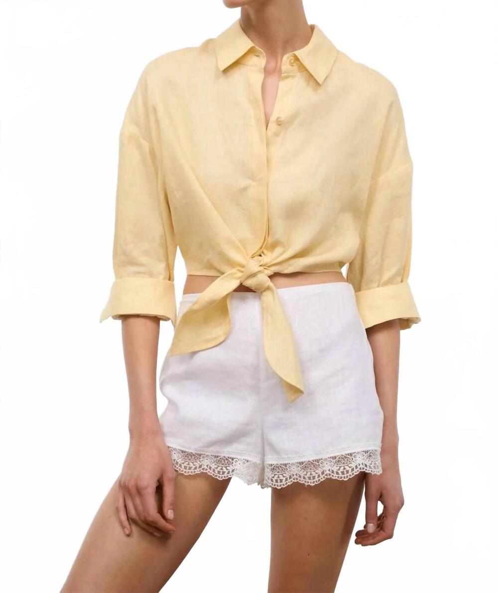 NEW STAUD lisa linen cropped top in butter